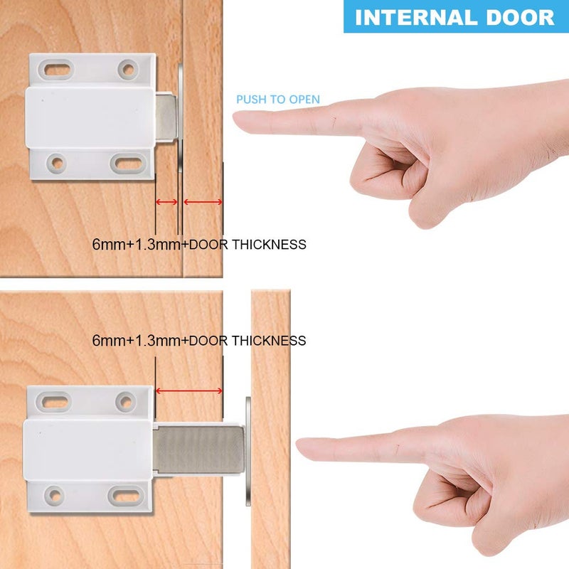 Renashed 10 Pack Magnetic Push Latch Catch Push to Open Latch Pressure Touch Release Cabinet Catch for Doors Drawers Release Latch Kitchen Drawer Push Catch Pop Out Latch (White) - Image 4